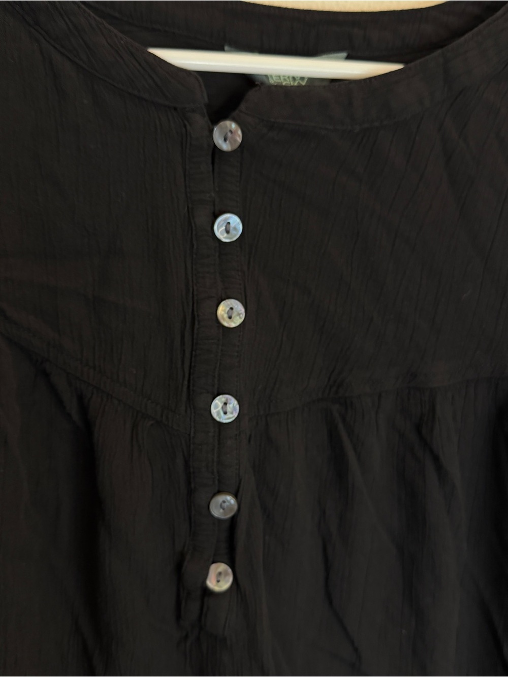 Terra & Sky Black Long-Sleeve Button Henley Blouse Gauze & double layer lined 3X - Picture 3 of 8